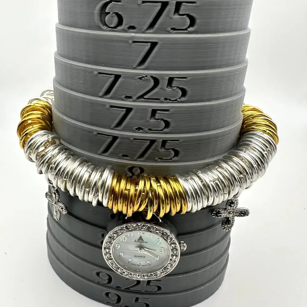 Amparo Quartz Jewelry Watch Stretch Coil Bracelet Silver Gold